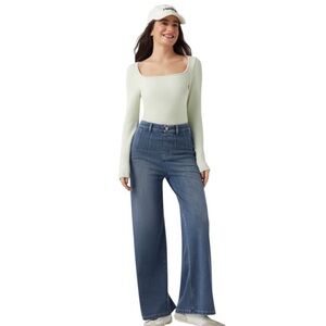 Halara Flex™ High Waisted Tummy Control Wide Leg Casual Jeans Size Medium